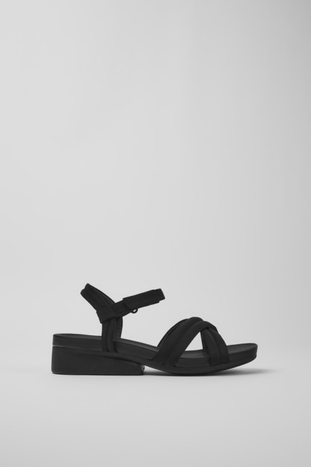 Camper De Design Minikaah Schwarze Sandalen Aus Recyceltem Haustier Und Nylon Für Damen