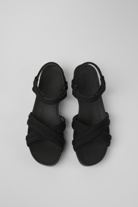 Camper De Design Minikaah Schwarze Sandalen Aus Recyceltem Haustier Und Nylon Für Damen