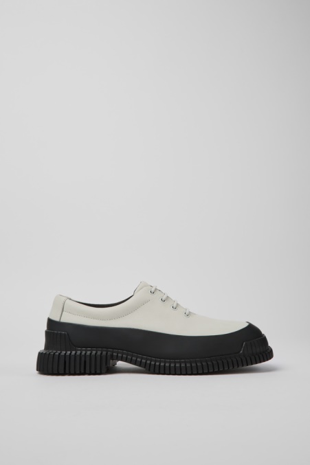 Pix Herrenschnürschuhe Aus Weißem Und Schwarzem Leder Camper De Neu Eingetroffen