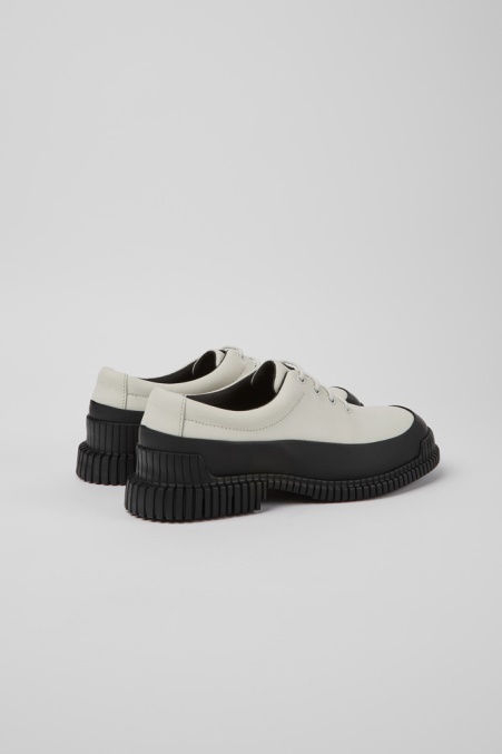 Pix Herrenschnürschuhe Aus Weißem Und Schwarzem Leder Camper De Neu Eingetroffen