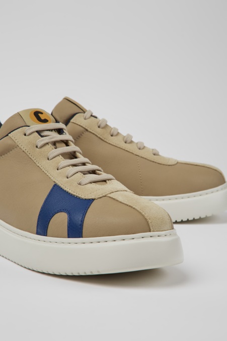 Runner K21 Beige Und Blaue Sneakers Aus Leder Und Nubukleder Für Herren Exklusiv Camper De