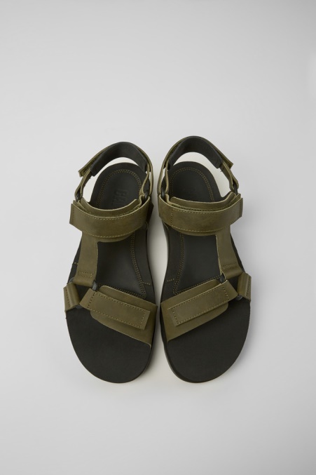 Design Oruga Grüne Ledersandalen Für Herren Camper De