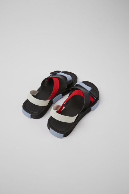 Design-set Rot-weiß-schwarze Ledersandalen Für Herren Camper De