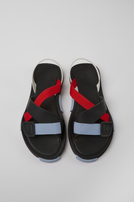 Design-set Rot-weiß-schwarze Ledersandalen Für Herren Camper De