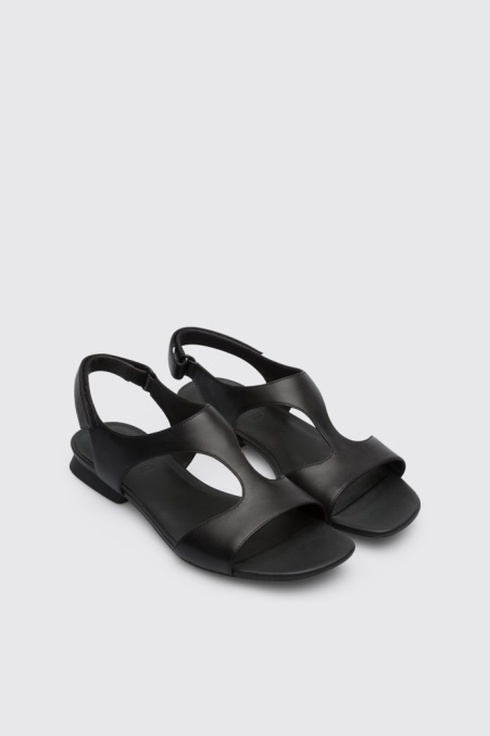 Camper De Design Casi Myra Schwarze Damen-sandalette Aus Textil Mit Riemen