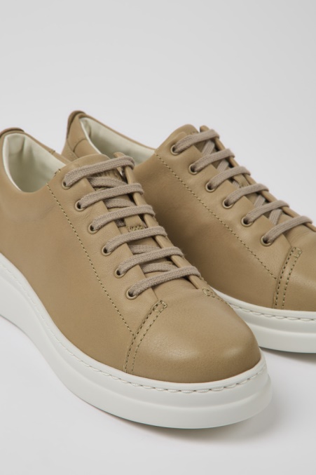 Runner Up Beige Ledersneaker Für Damen Exklusiv Camper De