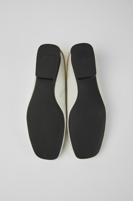 Exklusive Camper De Casi Myra Ballerinas Aus Weißem Und Gelbem Leder Für Damen