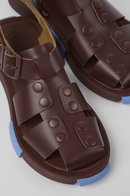 Set Bordeauxfarbene Ledersandalen Für Damen Exklusiv Camper De