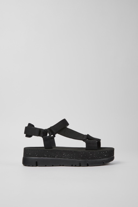 Camper De Design Oruga Up Schwarze Recycelte Pet-sandalen Für Damen