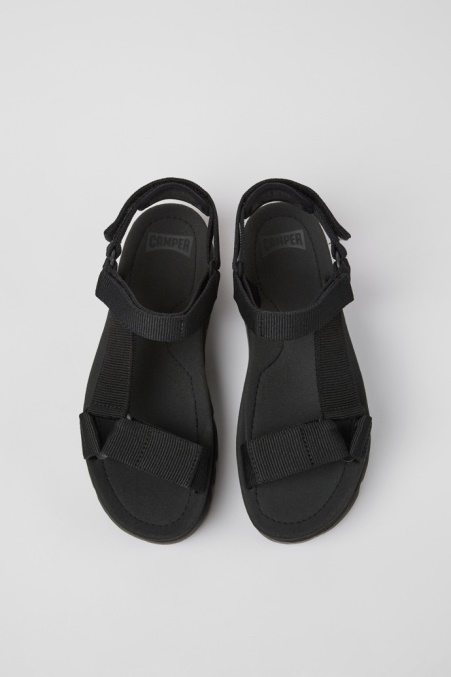 Camper De Design Oruga Up Schwarze Recycelte Pet-sandalen Für Damen